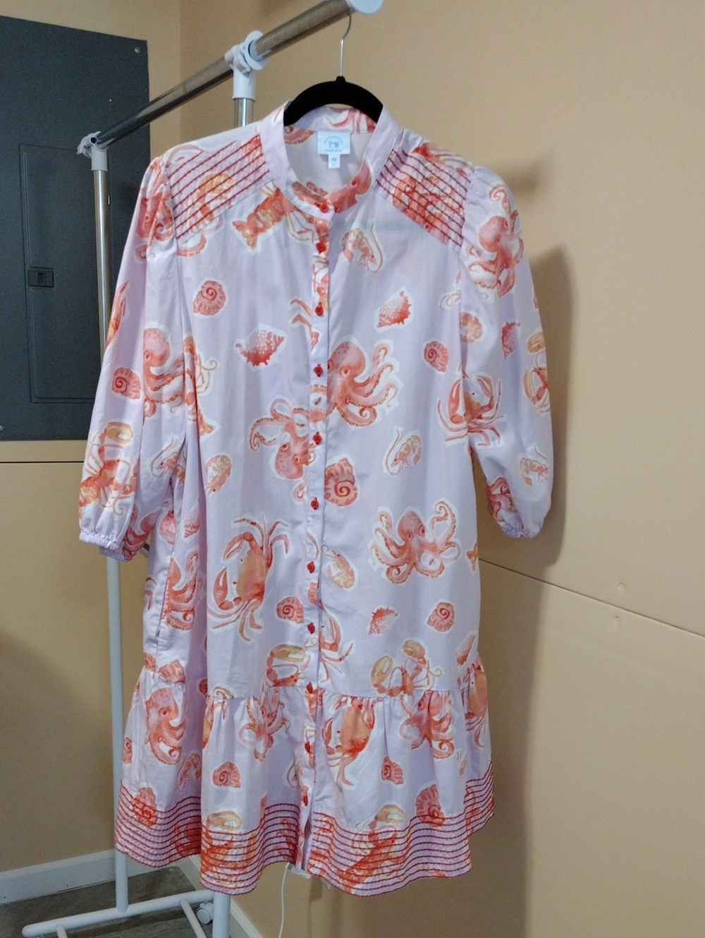 crown & ivy Coral Octopus Print Mini Dress